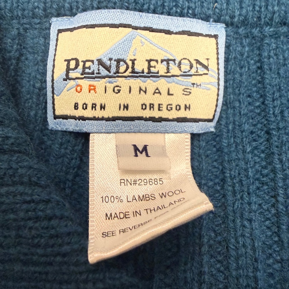 Pendleton Womens Blue 100% Lambswool Ribbed Button Front Cardigan Sweater M - Picture 2 of 5